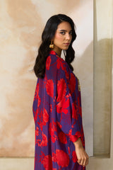 Naima Jalabiya – Red Floral Silk jalabiya | Archana Shah