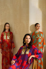 Naima Jalabiya – Red Floral Silk jalabiya | Archana Shah