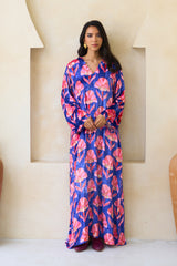 Reem Jalabiya – Cobalt Floral Velvet Jalabiya by Archana Shah