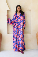 Reem Jalabiya – Cobalt Floral Velvet Jalabiya by Archana Shah