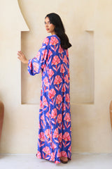 Reem Jalabiya – Cobalt Floral Velvet Jalabiya by Archana Shah