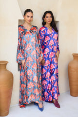 Reem Jalabiya – Cobalt Floral Velvet Jalabiya by Archana Shah