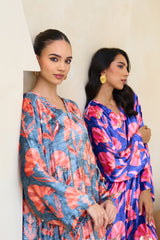 Reem Jalabiya – Cobalt Floral Velvet Jalabiya by Archana Shah