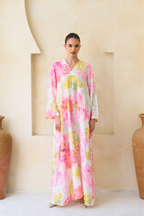 Lina Jalabiya – Silk Floral Jalabiya | Archana Shah