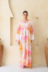 Ranya Jalabiya – Ivory Silk Floral Jalabiya by Archana Shah