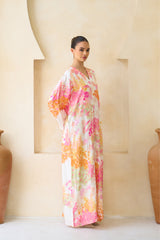 Ranya Jalabiya – Ivory Silk Floral Jalabiya by Archana Shah