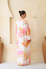 Ranya Jalabiya – Ivory Silk Floral Jalabiya by Archana Shah