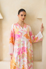 Ranya Jalabiya – Ivory Silk Floral Jalabiya by Archana Shah