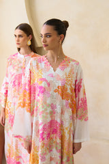 Ranya Jalabiya – Ivory Silk Floral Jalabiya by Archana Shah