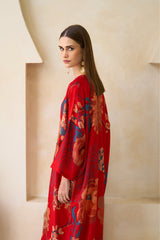 Red Floral Silk Jalabiya by Archana Shah