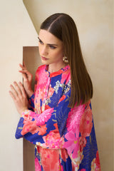 Amwaj Jalabiya – silk jalabiya in magenta, coral and sapphire with hand-done sequins by Archana Shah