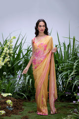 Kusha Kapila in Wildflower Yellow Shimmer Saree
