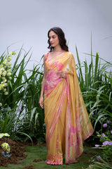 Kusha Kapila in Wildflower Yellow Shimmer Saree