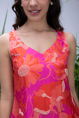 Pink Wildflower Sleeveless Kurta Set