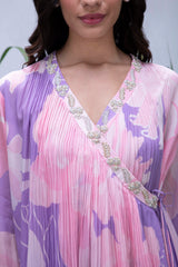 Purple Wildflower Angrakha Maxi with Pants