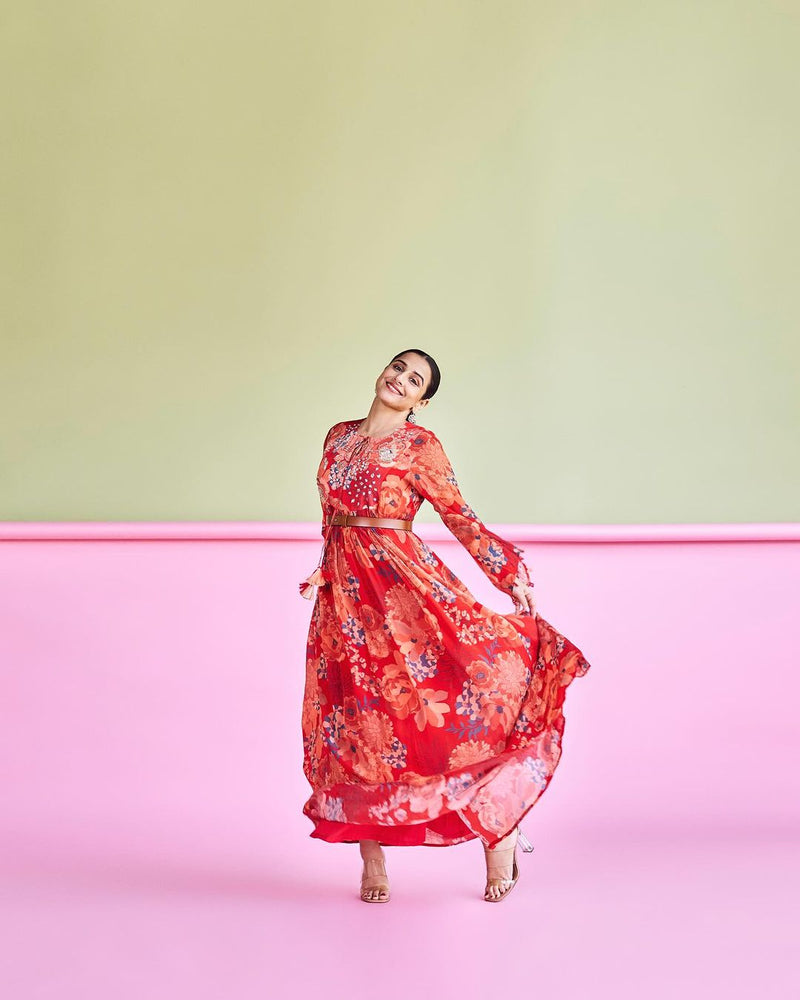 Vidya Balan in Red Moroccan Dress