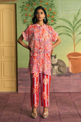 Rose Orchard Floral Silk Co-ord Set - Archana Shah