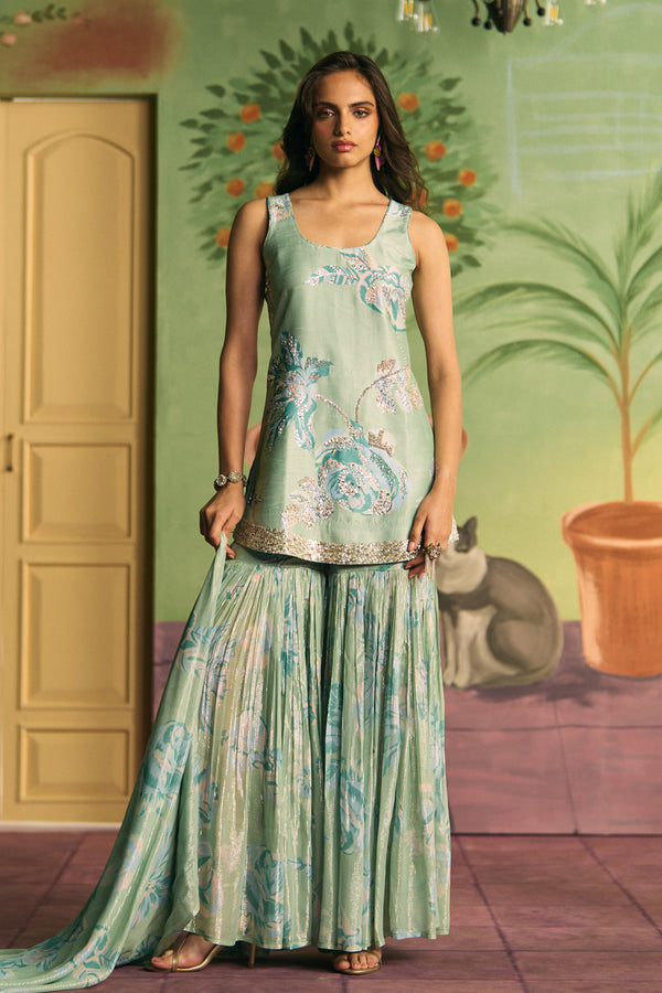 Mint Garden Sharara Set