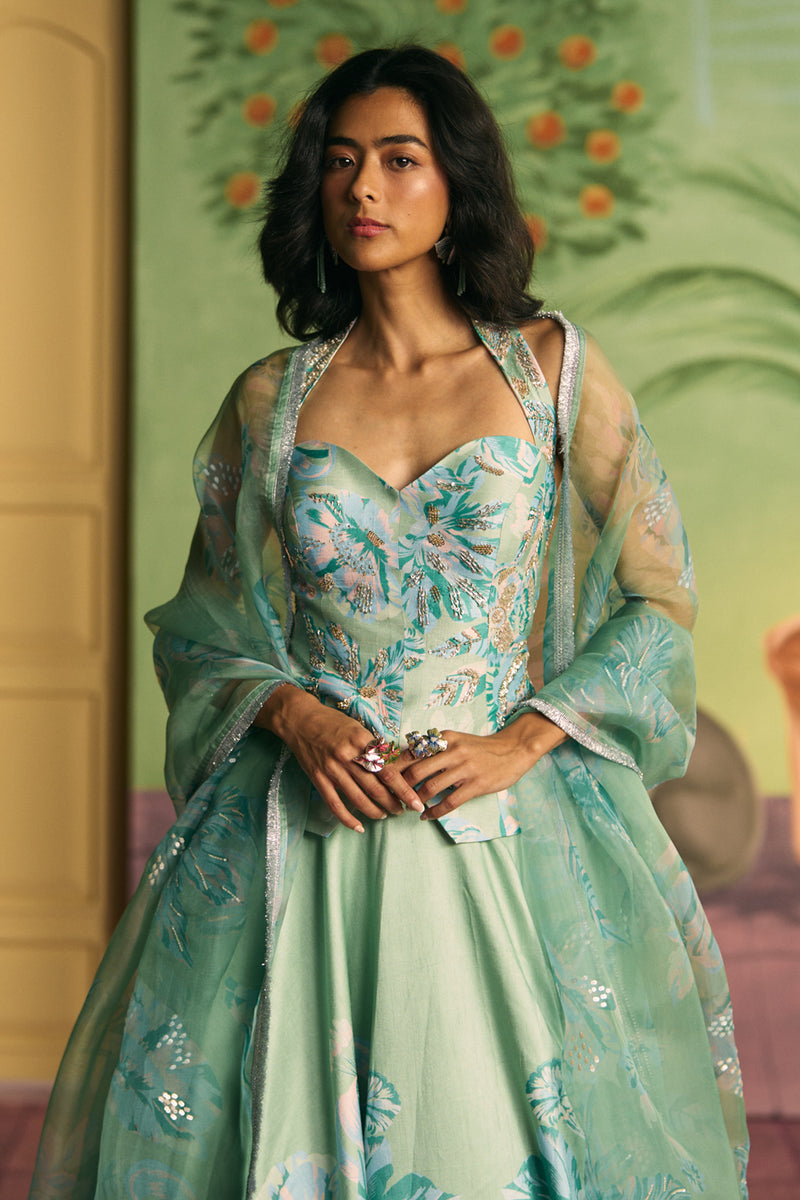 Celadon Bloom Lehenga Set – Archana Shah