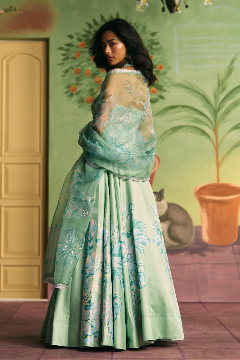 Celadon Bloom Lehenga Set – Archana Shah