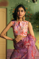 Lilac Ruffle Saree