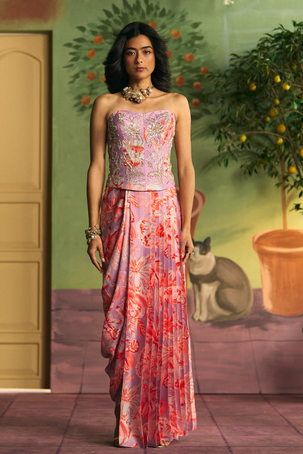 Lilac Drape Skirt Set