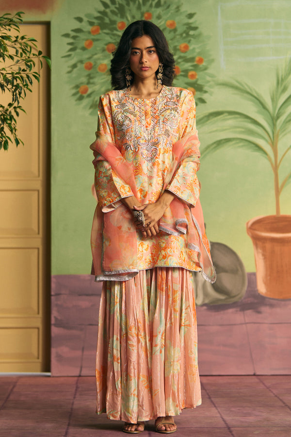 Apricot Petal Garden Sharara Set