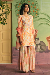 Apricot Petal Garden Sharara Set