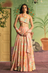 Peach Bloom Lehenga Set