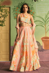 Peach Bloom Lehenga Set