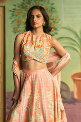 Peach Bloom Lehenga Set