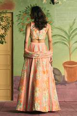 Peach Bloom Lehenga Set