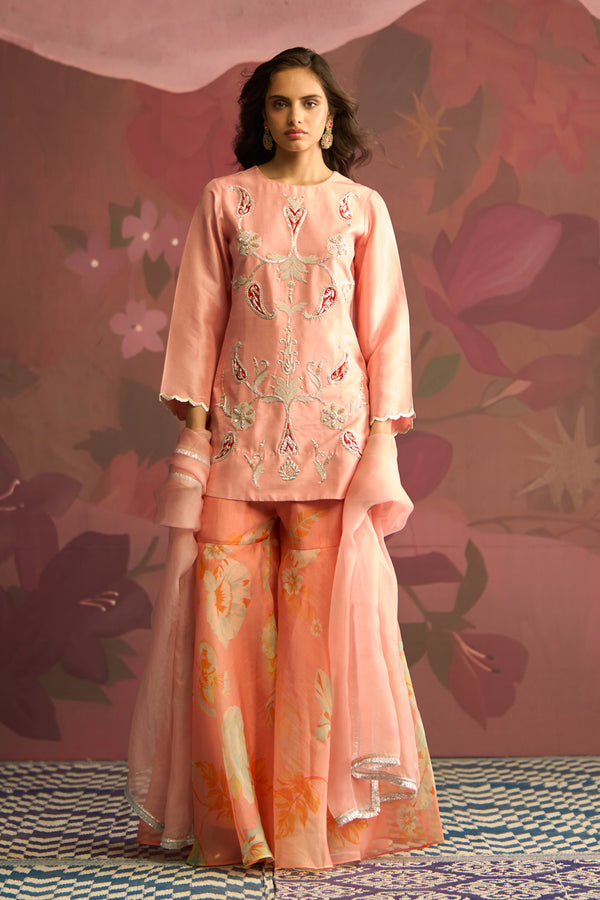 Peach Ember Sharara Set