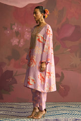 Lilac Gleam Floral printed Designer Kurta Set - Archana Shah