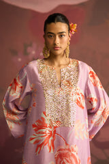 Lilac Gleam Floral printed Designer Kurta Set - Archana Shah