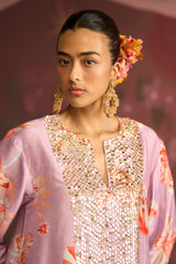 Lilac Gleam Floral printed Designer Kurta Set - Archana Shah