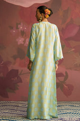 Sage Dune Silk Blend Designer Kaftan - Archana Shah