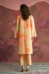Peach Lilt Floral Printed Kurta Set - Archana Shah