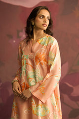 Peach Lilt Floral Printed Kurta Set - Archana Shah