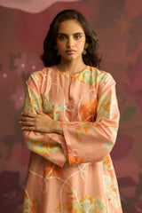 Peach Lilt Floral Printed Kurta Set - Archana Shah