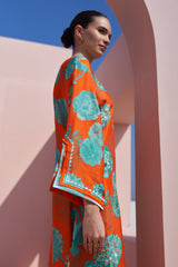 Orange Moroccan Jaal Kurta Set
