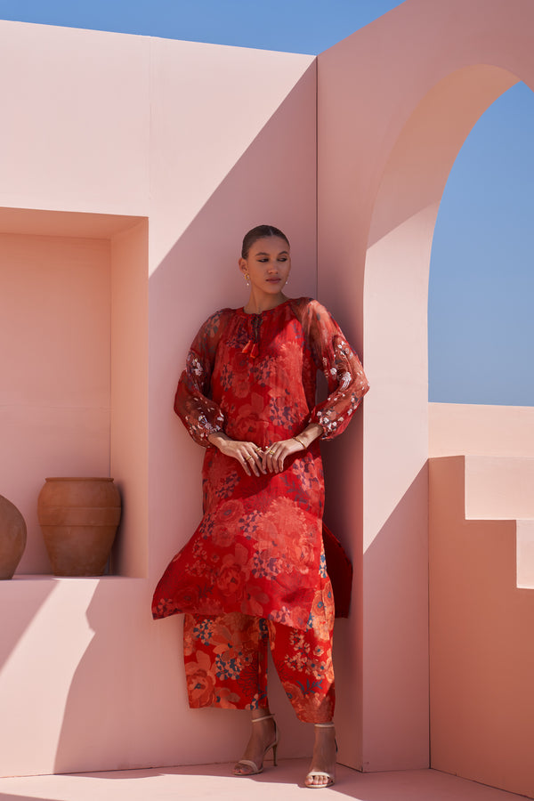 Red Moroccan Organza Zar Set