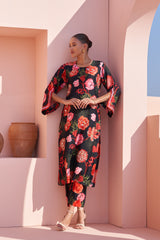 Black Moroccan Jaal Kurta Set