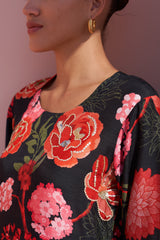 Black Moroccan Jaal Kurta Set