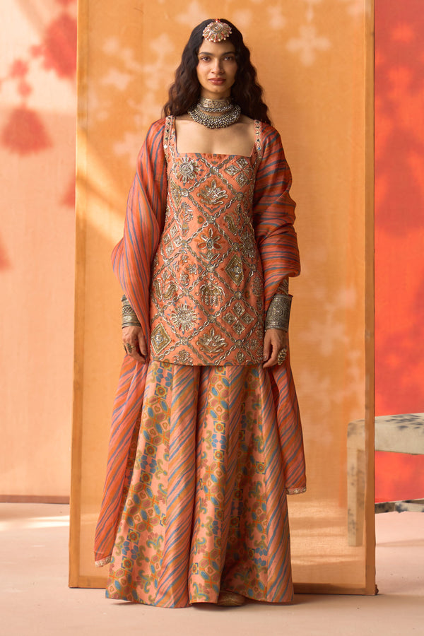 Gul Katha Silk Sharara Set