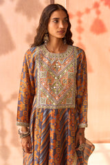 Neel Aaina Kalidaar Set | Embroidered Silk Set