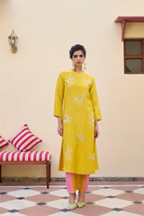 Sonnet Yellow Silk Kurta Set – Archana Shah