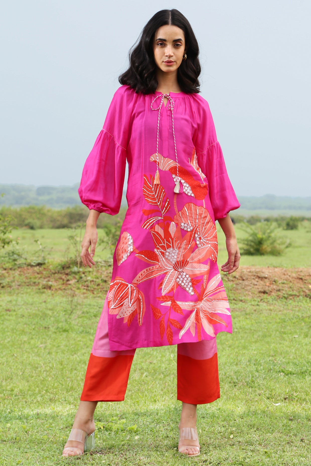 Amabel Pink Tropical Dress main image 1