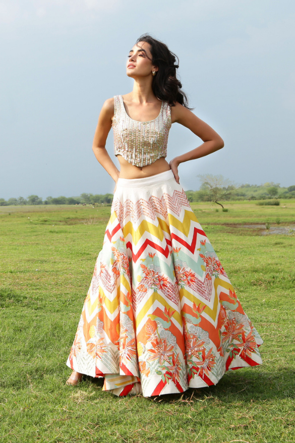 Sukhmani Gambhir In Chevron Lehenga Set