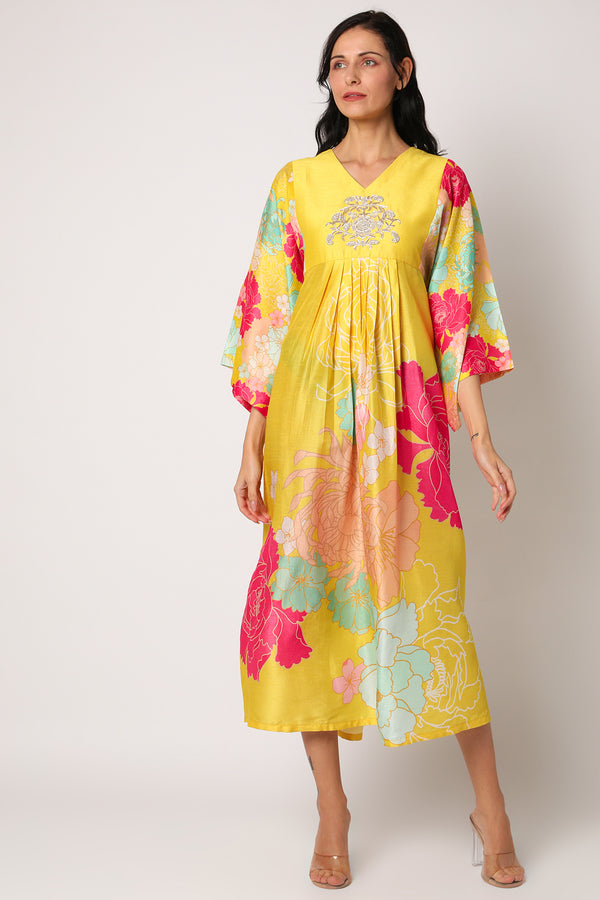Yellow Peony Kimono Maxi